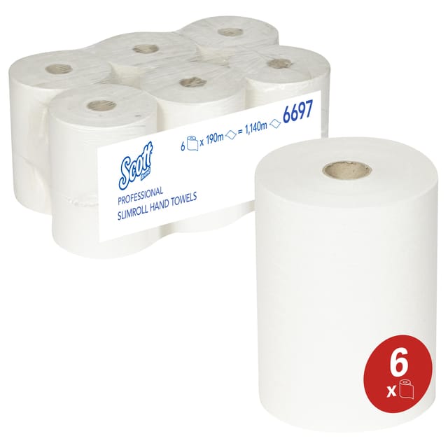 Scott 6697 6 st Handdoekenrol Slimroll Airflex 1-Laags Wit (6697)