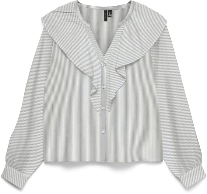 VERO MODA - VMKAJA LS V-NECK FRILL SHIRT WVN - Dames - Blouses