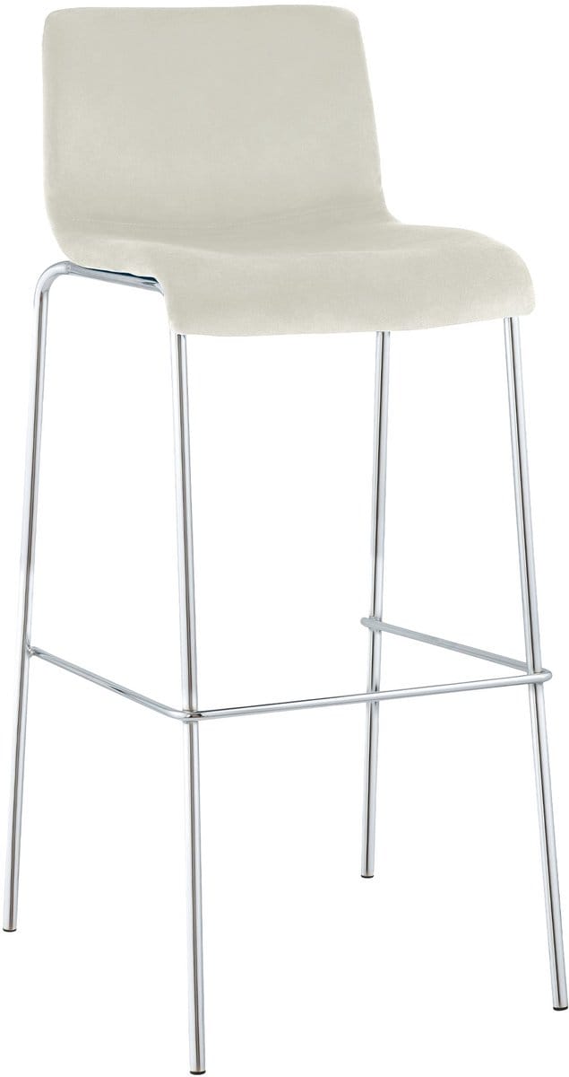 CLP Barkruk Hover - met rugleuning - vierpoot frame Chroom - velvet - fluweel - creme/chroom