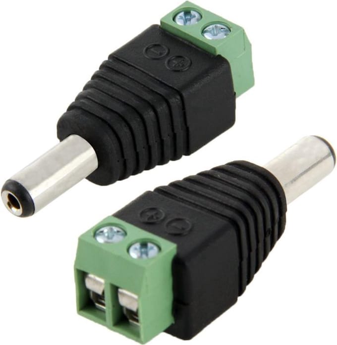 5 5 x 2 1 mm DC Power mannelijke Jack aan 2 dirigent schroef neer Connector voor LED licht Controller