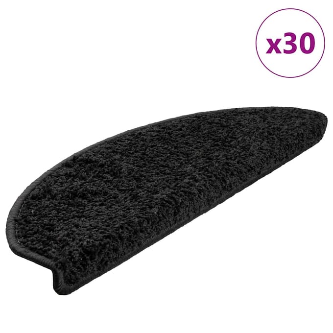 vidaXL - Trapmatten - 30 - st - 65x21x4 - cm - Zwart - Halfrond - Groot