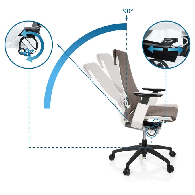 GENIDIA SMART WHITE | net - Professionele bureaustoel Grijs / Wit