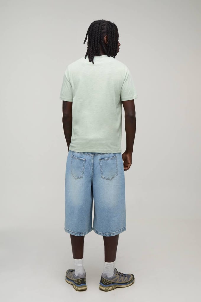 Slim Fit Slub Henley T-Shirt | Sage | Size Small
