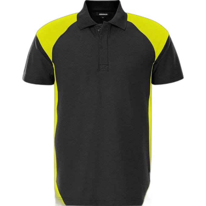 Fristads Heavy poloshirt 7047 GPM - Zwart/hi-vis geel - L
