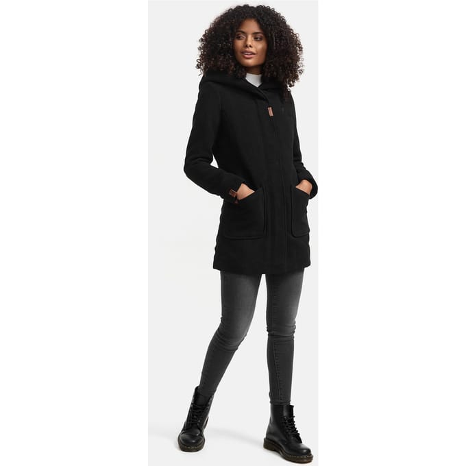 Marikoo dames wintermantel met capuchon en getailleerd model