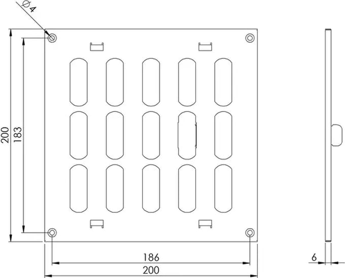 Metalen rooster verstelbaar 200x200 wit - MR2020R - RAL9016