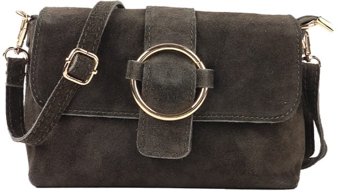 Giuliano lederen suede schoudertas Cosima - Dames - Olijfgroen
