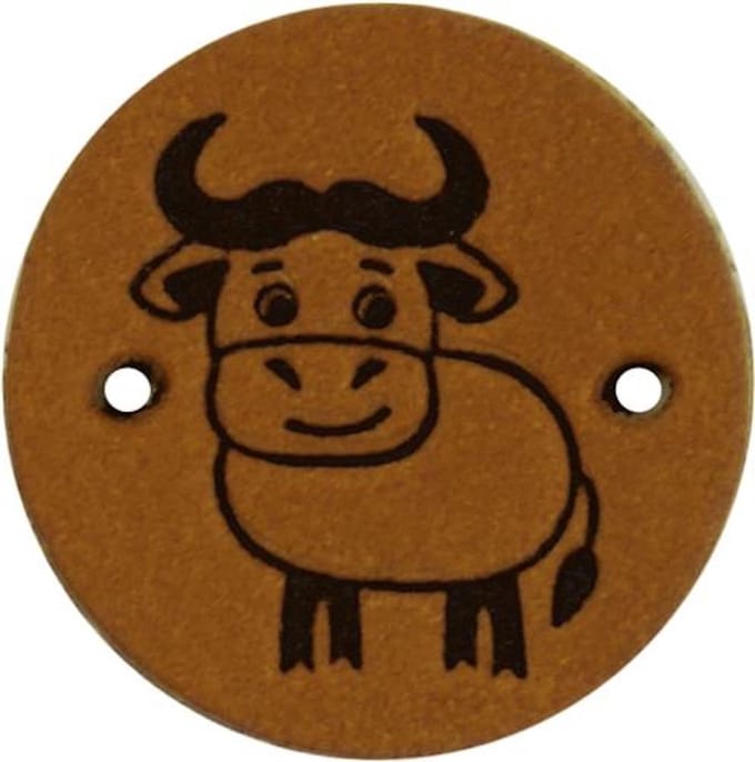 Durable Leren Label met Koe Opdruk – (2 stuks)