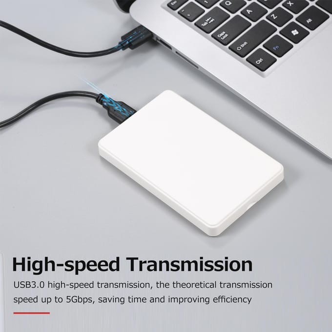 2,5 inch harde schijfbehuizing USB3.0 externe HDD/SSD-behuizing SATA harde schijfbehuizing Gereedschapsvrij ontwerp wit