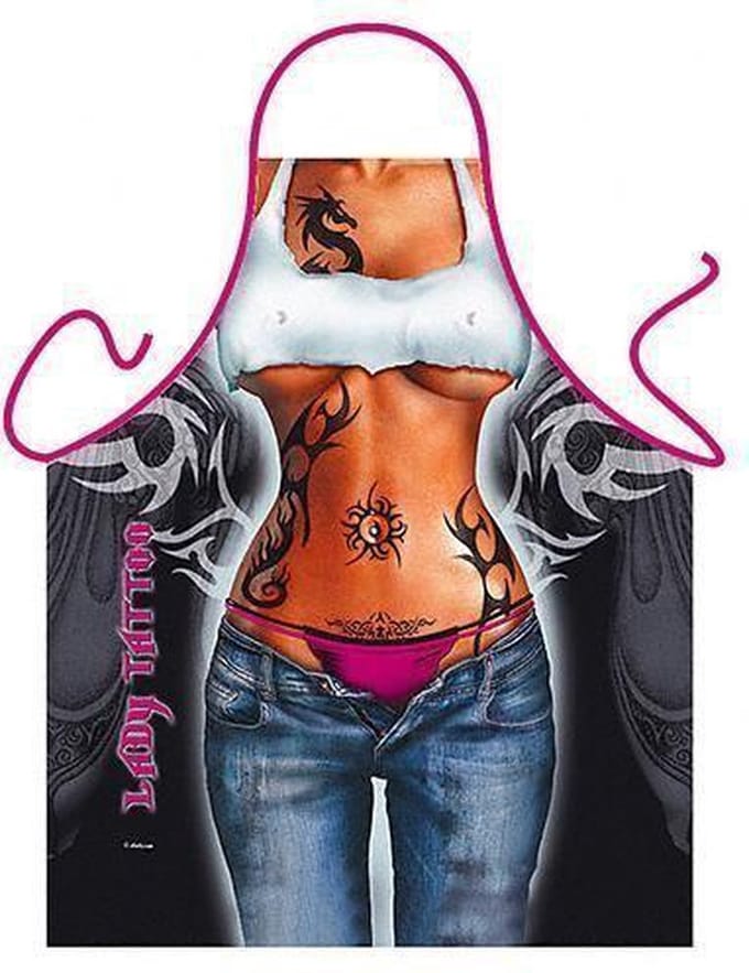 Benza Schort Tattoo Vrouw - Sexy/Leuke/Grappige/Mooie Keukenschort