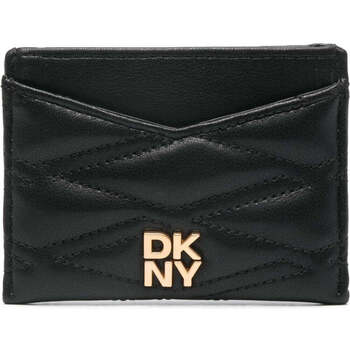 DKNY Leren Kaarthouder Minna Card Holder Blk / Gold Zwart