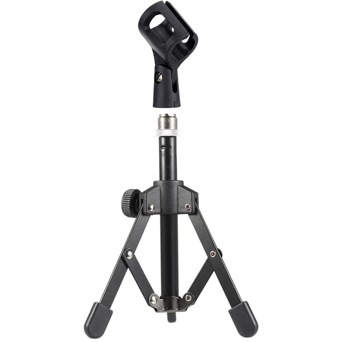 MS-12 Mini Opvouwbare Verstelbare Desktop Statief Microfoonstandaard met MC3 Microfoon Clip Houder Beugel voor black