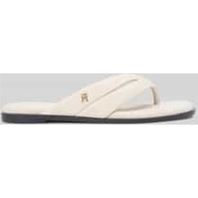 Teenslippers met logo-applicatie van echt leer