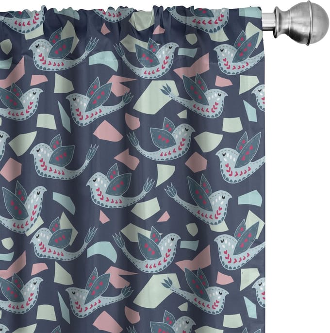 ABAKUHAUS Vogel Voorhangen – 2x75x175 cm – Microvezel – Multicolor