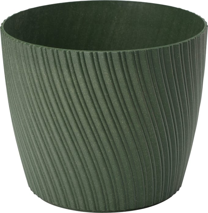 Form Plastic Plantenpot/bloempot Waves - kunststof - donkergroen - D17 x H14 cm - rond
