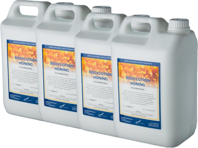 Bodylotion Honing 5 Liter - set van 4 stuks - navulling - Voordeelverpakking