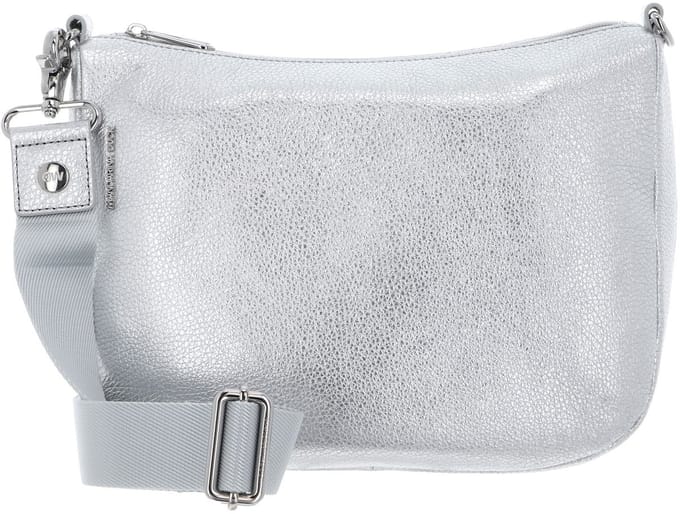 MANDARINA DUCK Leren schoudertas Mellow Metal Hobo Silver zilverkleurig