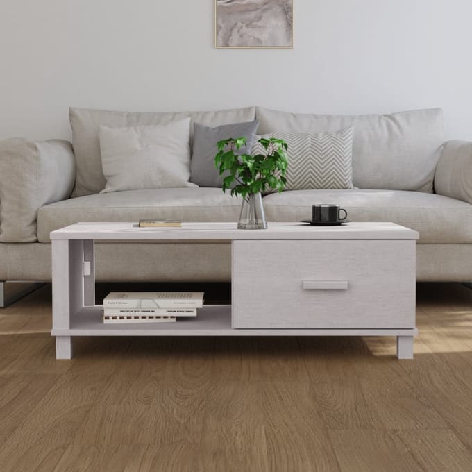 vidaXL - Salontafel - HAMAR - 100x55x35 - cm - massief - grenenhout - wit
