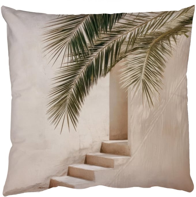 Sierkussens - Kussentjes Woonkamer - 40x40 cm - Palmboom - Schaduw - Trap - Beige