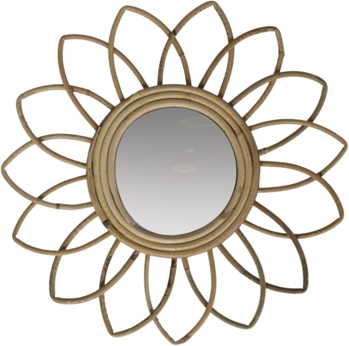 Gerimport Rotan spiegel natuurlijk - sun - rotan - 35x4 cm - bohemian spiegel - wandspiegel