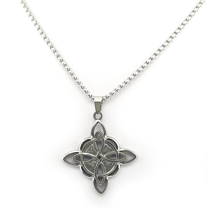 Stalen zilverkleurige herenketting met sierlijke keltische Viking knoop hanger - 60 cm - stainless steel