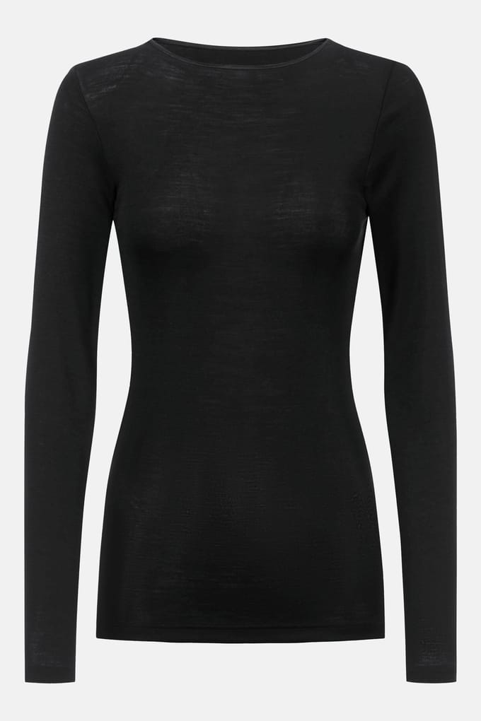 Shirt met lange mouwen Serie Wool&Silk Zwart