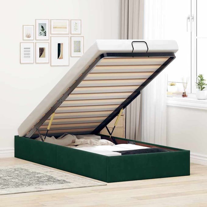 vidaXL - Bedframe - zonder - matras - 80x200 - cm - fluweel - donkergroen