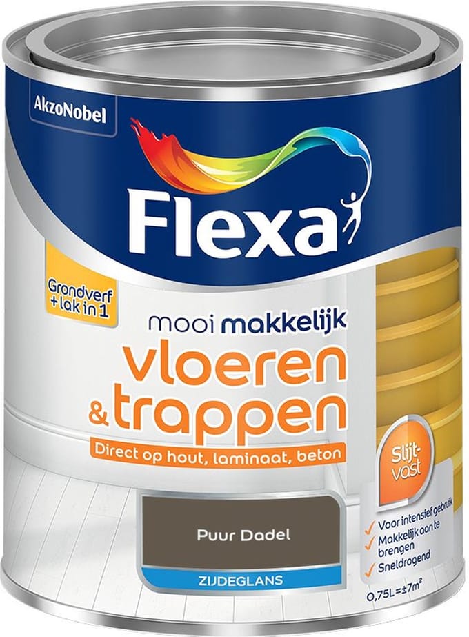 Flexa - Mooi Makkelijk Vloeren & Trappen Zijdeglans - Puur Dadel - Mengverf - 750 Ml