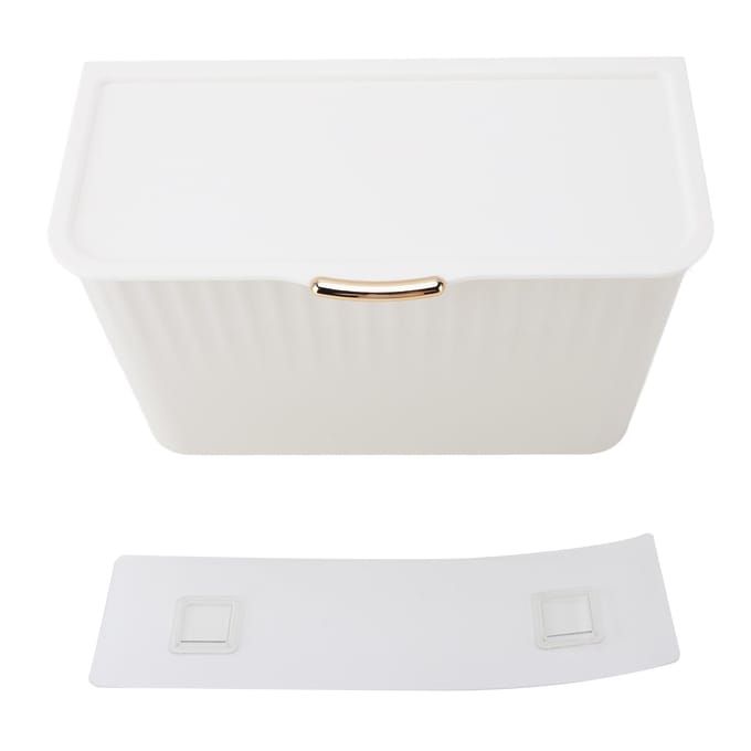 4L Wandgemonteerde Wasmand Stofdicht Multifunctioneel Wandhangend Mand voor Vuile Kleding met Deksel white