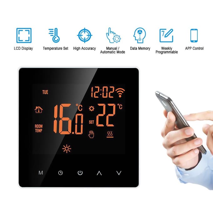 Digitale Smart WiFi Programmeerbare Thermostaat Temperatuurregelaar Thuis Hotel 16A Wi-Fi wit