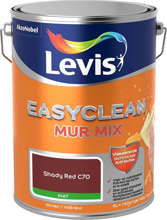 Levis - Easyclean Mur Mat Mix - Shady Red C70 - Mengverf - 5 L