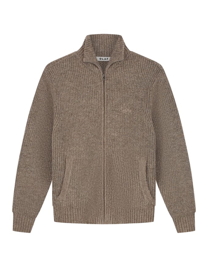 Olaf Signature Zip Knitted Sweaters Bruin M260706