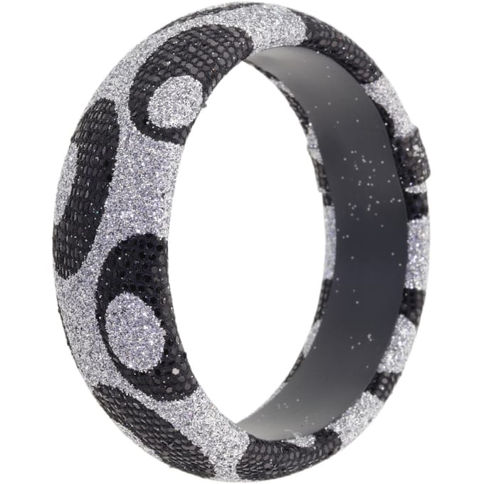 Behave - bangle zwart zilverkleur glitter - party stijl - 21 cm