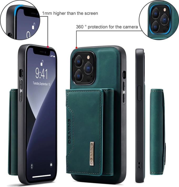 Apple iPhone 13 Pro Max | Lederen Telefoonhoesje | Back Cover | Pasjeshouder | Groen