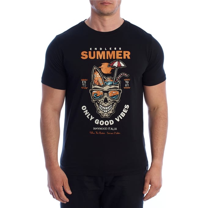 Heren Korte Mouwen Grafische Katoenen T-Shirt HS24MTS20-B