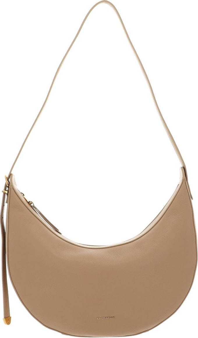 COCCINELLE Leren Schoudertas Coccinelle Gleen Handbag Grained Leather Fresh Beige