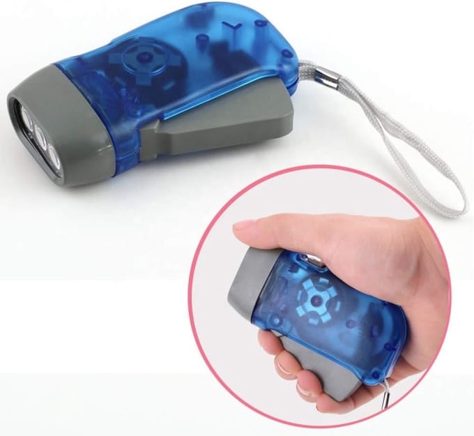 Knijpkat - handaangedreven zaklamp met 3 LED's - 25 lumen - geel