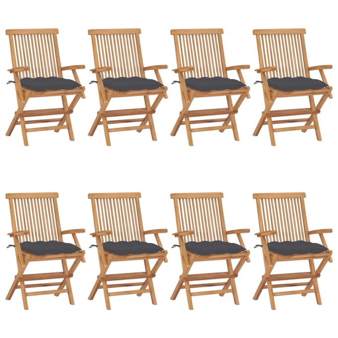 vidaXL - Inklapbare - stoelen - 8 - st - met - antracietkleurige - kussens