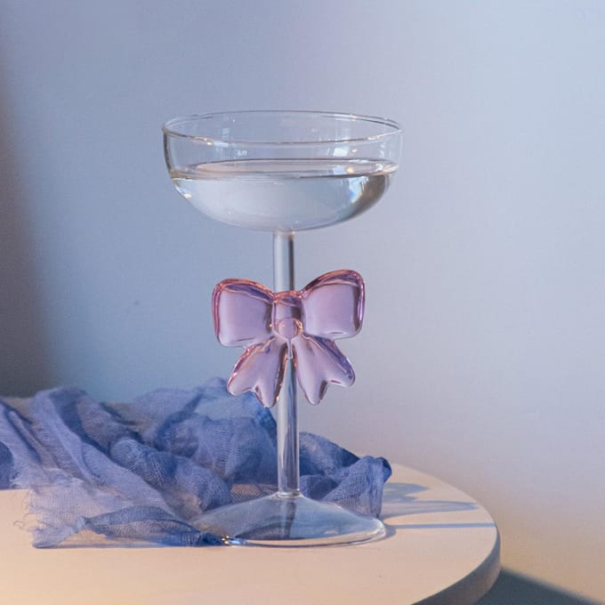 Verre à Champagne Nœud Rose Mode Transparent Haut Verre à Vin Coupe pour Maison Bar Fête de Mariage 1pcs transparent