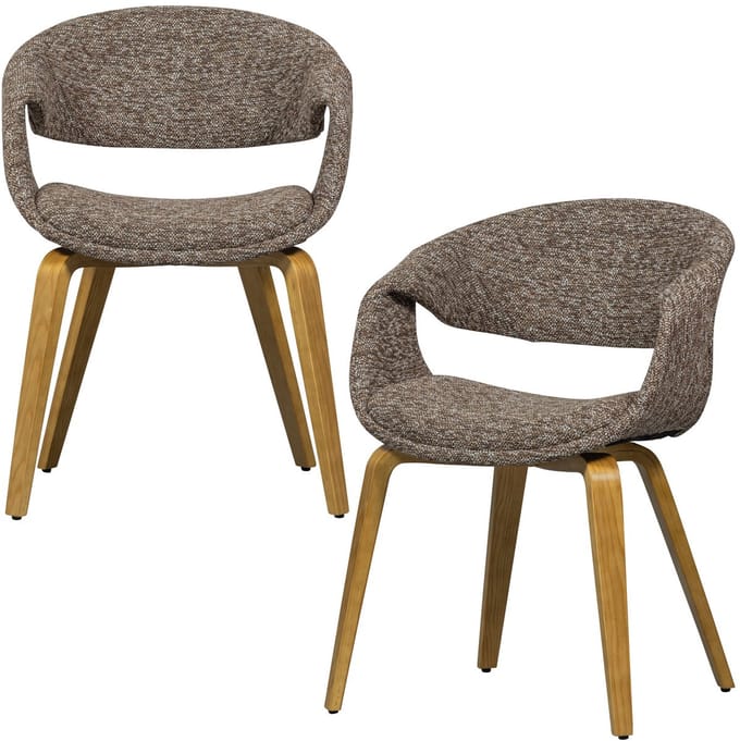WOOOD Yossi Eetkamerstoelen Houten Naturel Poot - Bruin - Set van 2