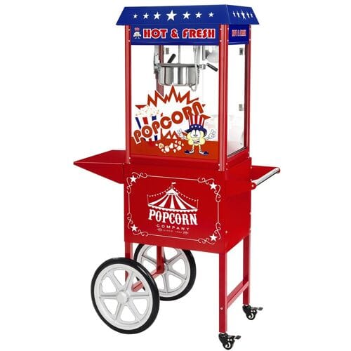 Royal Catering Popcornmachine met onderstel - Amerikaans ontwerp - rood 10010538