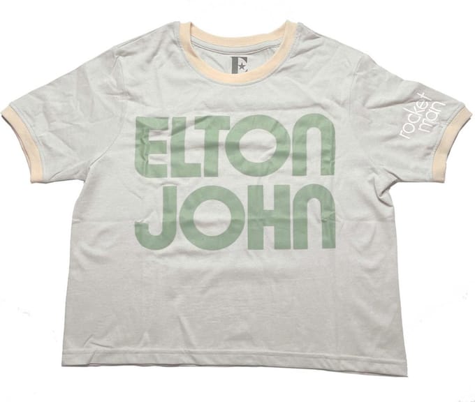 Elton John - Retro Text Ringer Crop top - S - Grijs