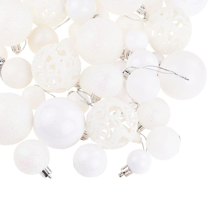 XXL Wit Kerstballen Set 100 stuks - Diverse Maten & Designs