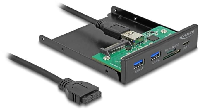 Delock 3.5″ Frontpanel USB 5 Gbps met USB-C, 2x USB-A en SD-kaartlezer