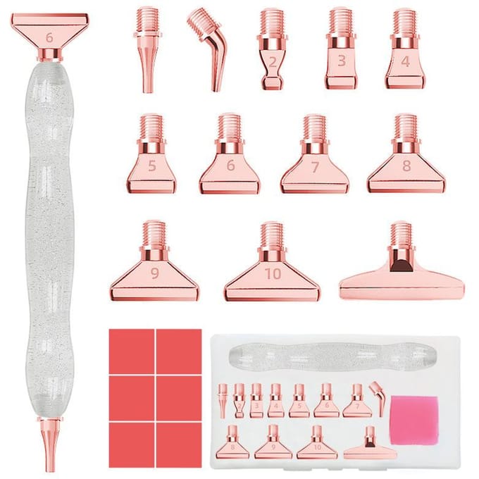 5D Diamond Painting Tool Hars Puntboor Pen Diamond Painting Pen met draadontwerp Multi-placer penkoppensets transparant