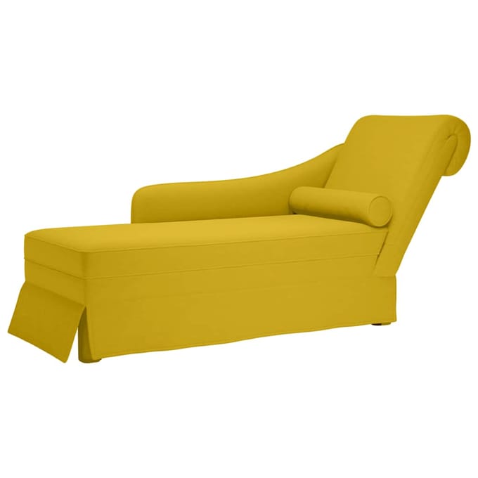 vidaXL - Chaise - longue - met - bolster - en - rechterarmleuning - fluweel - geel