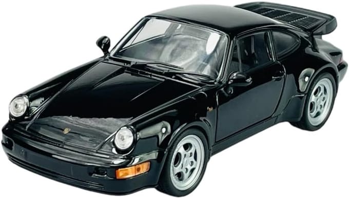 Gedetailleerd Diecast Modelauto Porsche 911 964 Turbo Coupe Zwart 1:24