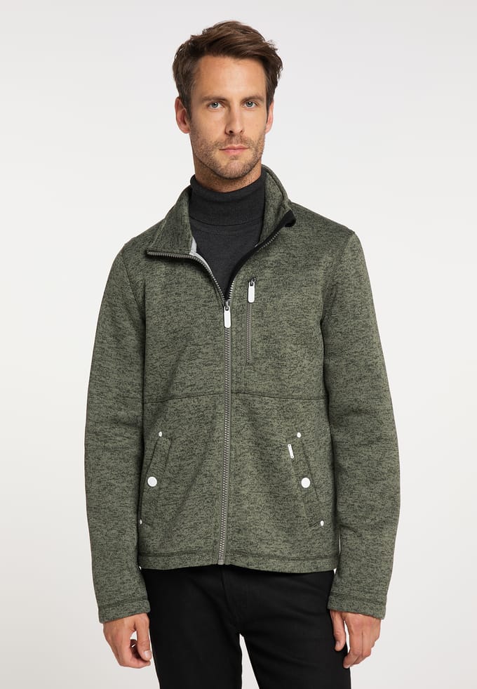 ICEBOUND Yuka serie Gebreide fleece jas Heren olijf melange