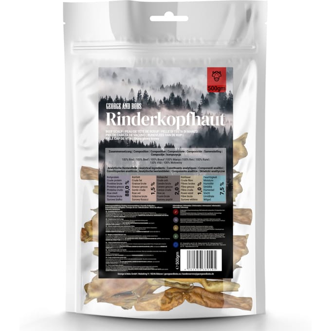 500g George & Bob's rundscalp natuurlijke hondensnacks