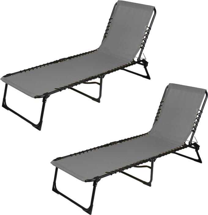 "LE PLAYA" – SET VAN 2 LIGBEDDEN GRIJS ANTRACIET 187X56XH26/85CM